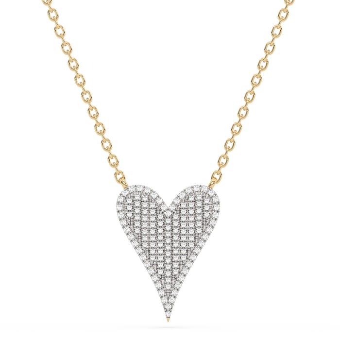.20ct G SI 14K Yellow Gold Diamond Heart Pendant Necklace 18" Long