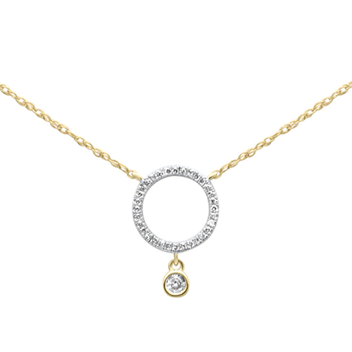 DIAMOND CLOSEOUT! .09ct G SI 14K Yellow Gold Diamond Round Pendant Necklace 18" Long