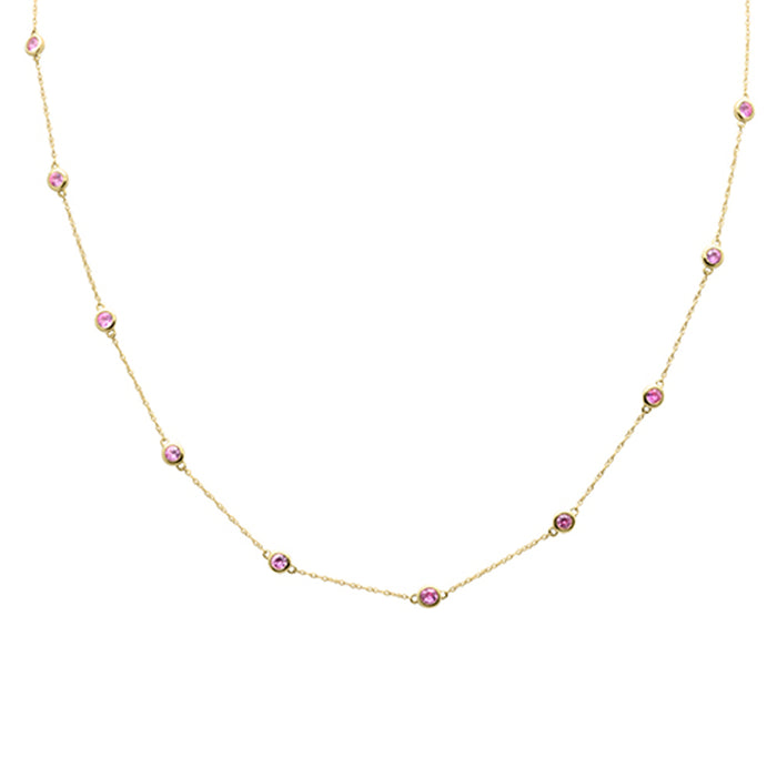 SPECIAL! 1.35ct G SI 14K Yellow Gold Pink Sapphire Gemstone Pendant Necklace 18" Long