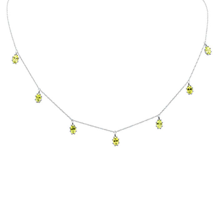 DIAMOND CLOSEOUT! 3.80ct 14K White Gold Peridot Gemstone Dangle Pendant Necklace 18"Long