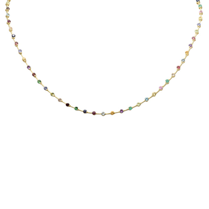 DIAMOND CLOSEOUT! 3.60ct G SI 14K Yellow Gold Multi Color Gemstone Round Bar Link Necklace 16" Long