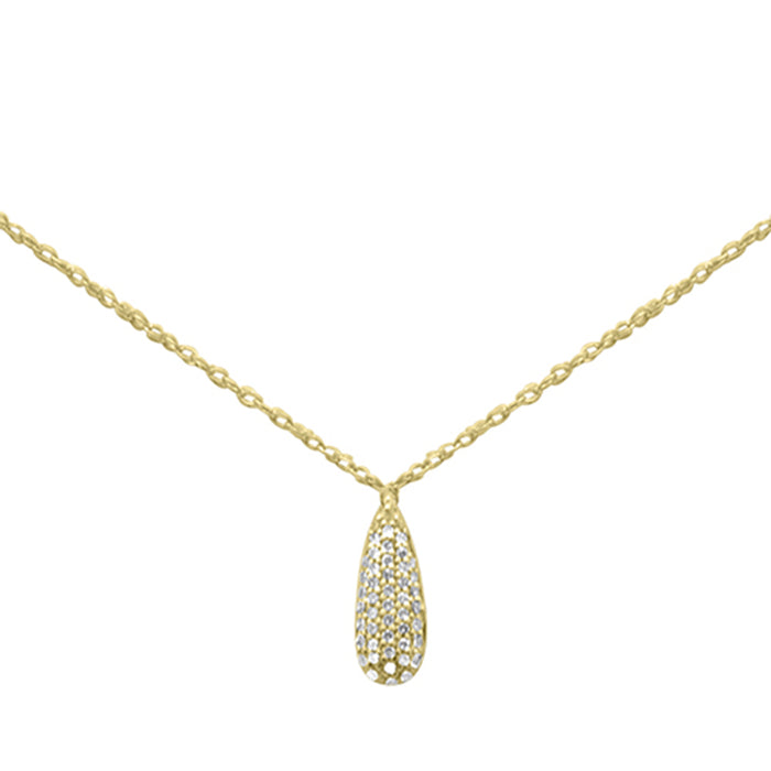 DIAMOND CLOSEOUT! .09ct G SI 14K Yellow Gold Diamond Tear Drop Pendant Necklace 18"Long