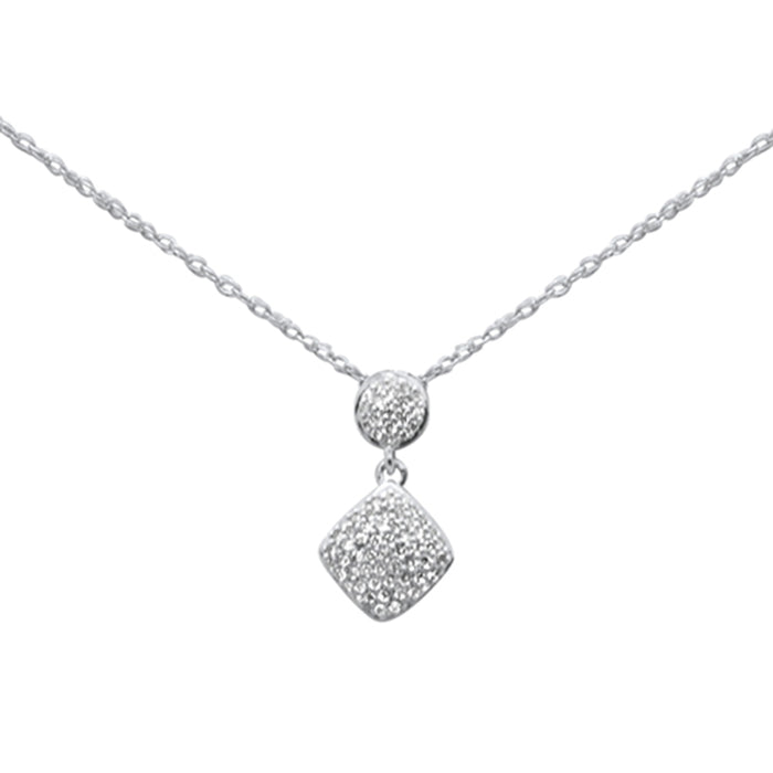 .13ct G SI 14K White Gold Diamond Pendant Necklace 18"Long