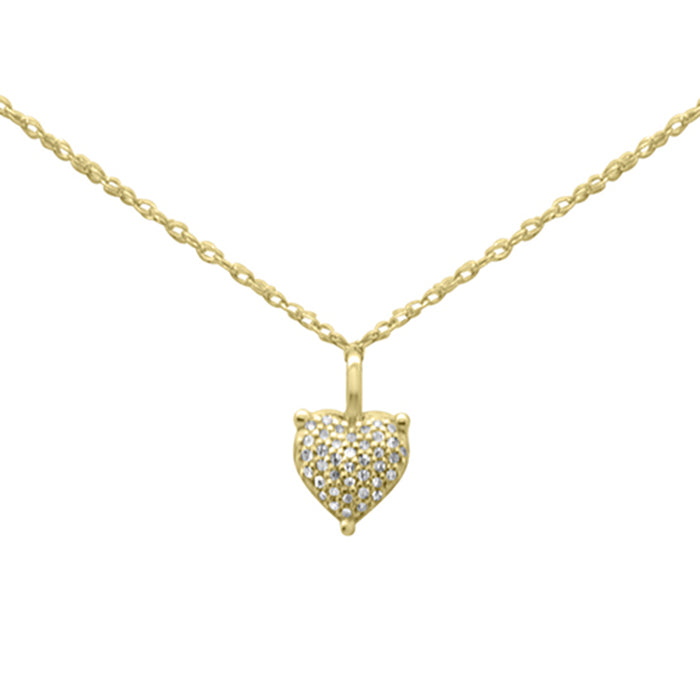.06ct G SI 14K Yellow Gold Diamond Heart Pendant Necklace 18"Long