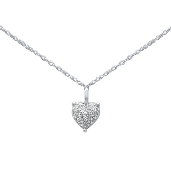 .06ct G SI 14K White Gold Diamond Heart Pendant Necklace 18"Long