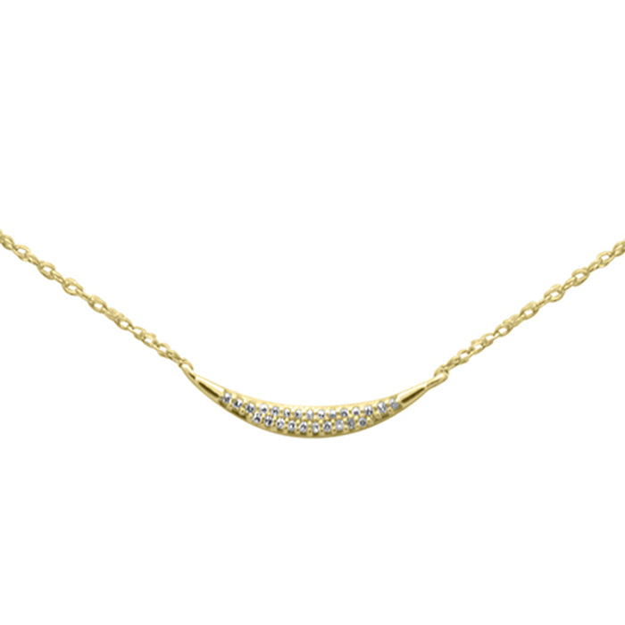 .04ct G SI 14K Yellow Gold Diamond Crescent Pendant Necklace 18"Long
