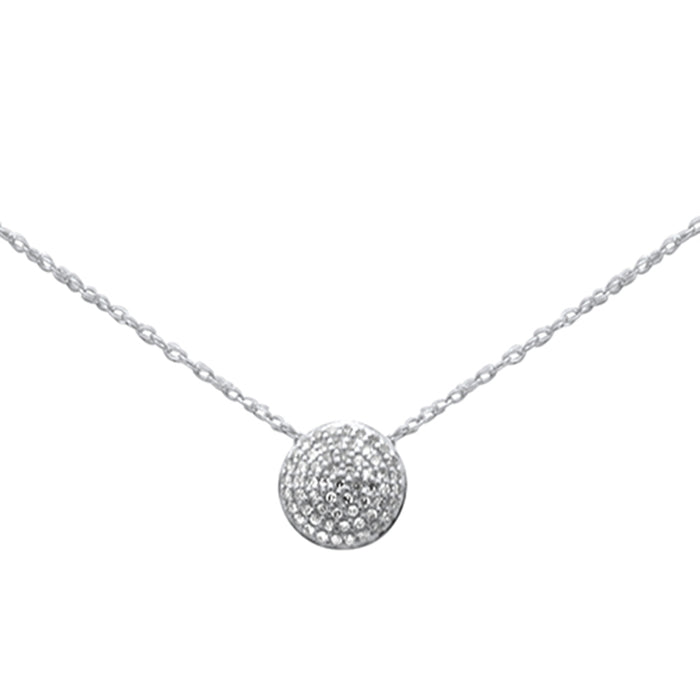 .12ct G SI 14K White Gold Diamond Round Pendant Necklace 18"Long