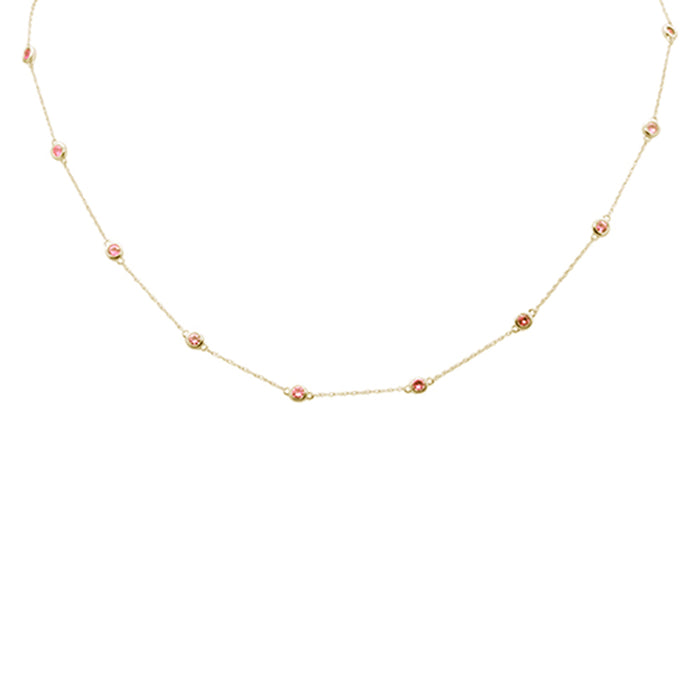 SPECIAL! 1.35ct G SI 14K Yellow Gold Pink Sapphire by Yard Pendant Necklace 18"Long
