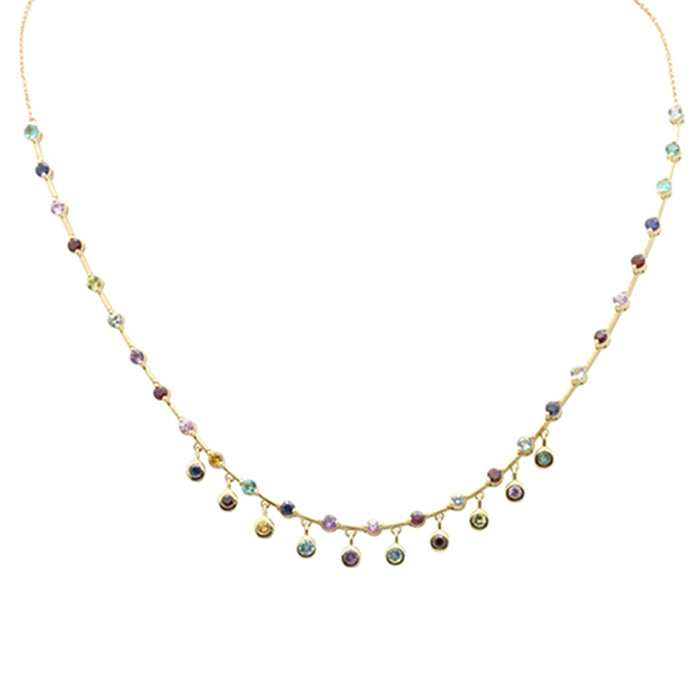 GEMSTONE CLOSEOUT! 2.48ct G SI 14K Yellow Gold Multi Color Gemstone Necklace 16 + 2" Ext