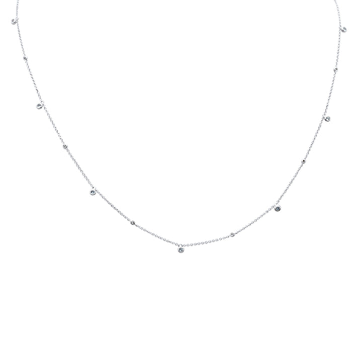 DIAMOND CLOSEOUT! .16ct G SI 14K White Gold Aquamarine Gemstone Necklace 18" Long