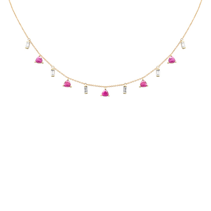 GEMSTONE CLOSEOUT! 3.68ct G SI 14K Yellow Gold Diamond & Ruby Gemstone Pendant Necklace 16 + 2" Ext