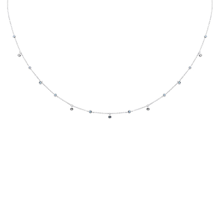 DIAMOND CLOSEOUT! .26ct G SI 14K White Gold Aquamarine Gemstone Pendant Necklace 18" Long
