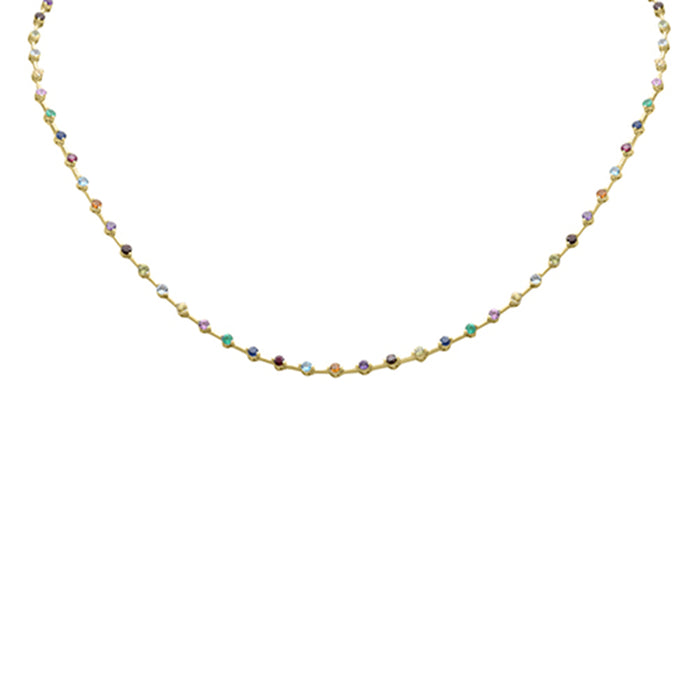 DIAMOND CLOSEOUT! 3.59ct G SI 14K Yellow Gold Multi Color Gemstone Necklace 16"Long
