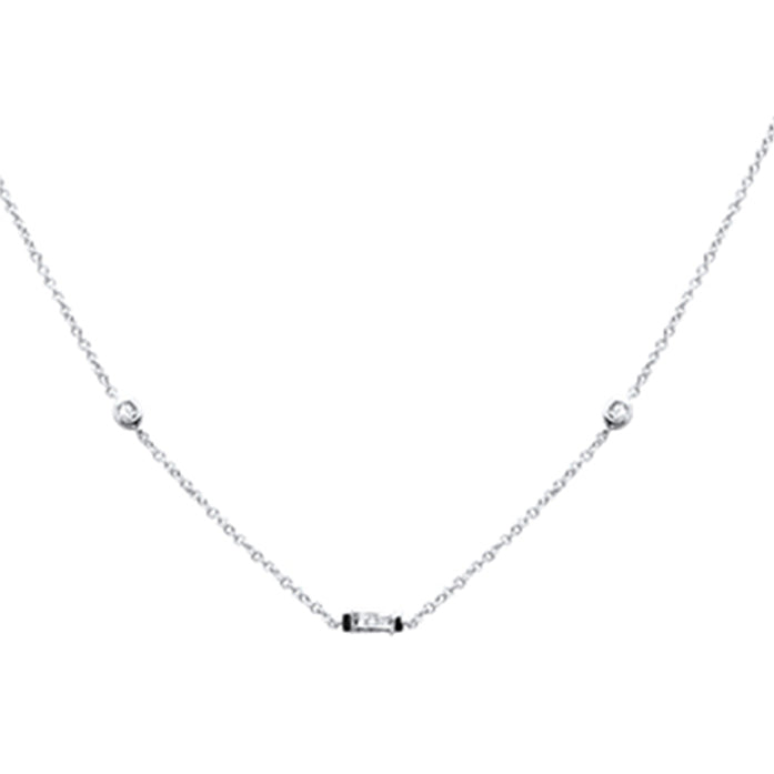DIAMOND CLOSEOUT! .13ct G SI 14K White Gold Baguette Diamond Pendant Necklace 16" + 2" Ext