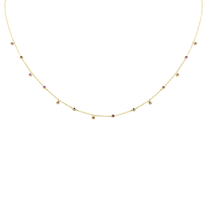DIAMOND CLOSEOUT! .32ct G SI 14K Yellow Gold Pink Sapphire Gemstone Necklace 18" Long