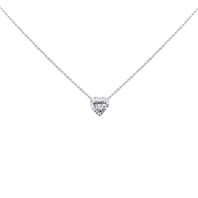 DIAMOND CLOSEOUT! .18ct G SI 14K White Gold Diamond Heart Shaped Pendant Necklace 16" + 2" Ext