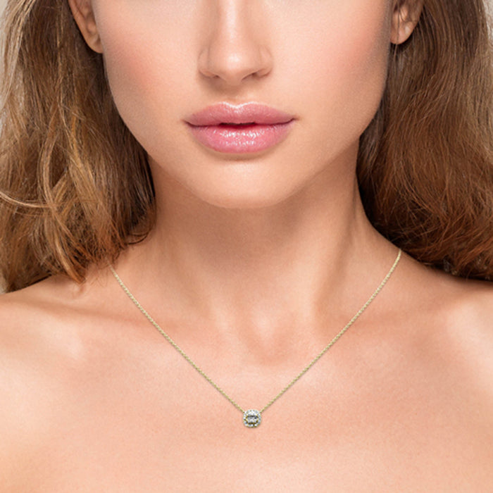 DIAMOND CLOSEOUT! .13ct G SI 14K Yellow Gold Round Diamond Pendant Necklace 16" + 2" Ext