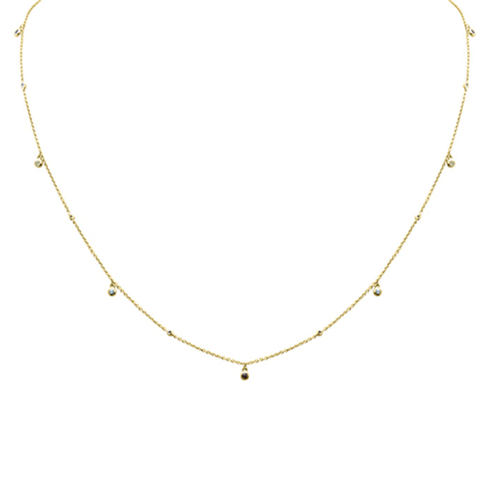 DIAMOND CLOSEOUT! .15ct G SI 14K Yellow Gold Multi Color Gemstone Necklace 18" Long