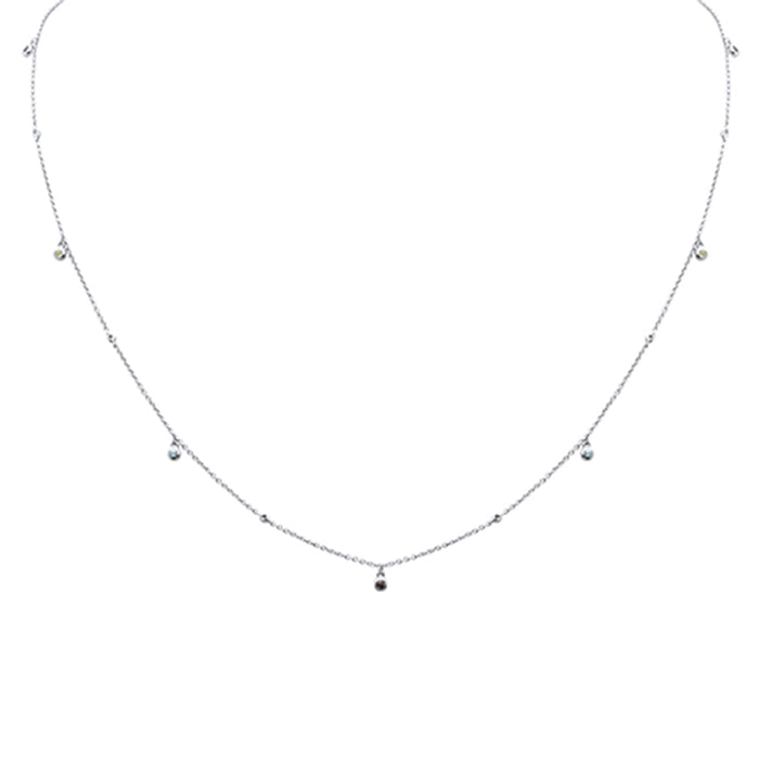 DIAMOND CLOSEOUT! .18ct G SI 14K White Gold Multi Color Gemstone Necklace 18" Long