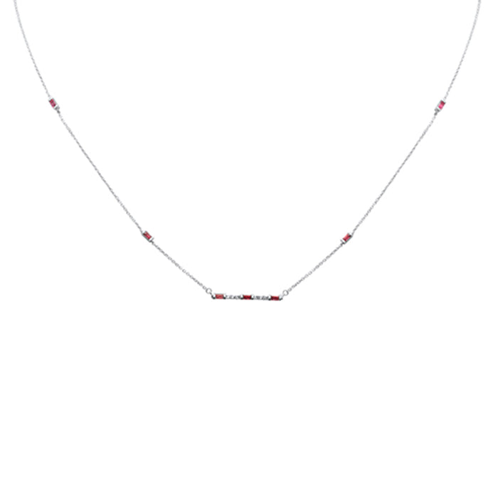 SPECIAL! .45ct G SI 14K White Gold Pink Tourmaline Gemstone Necklace 18"Long