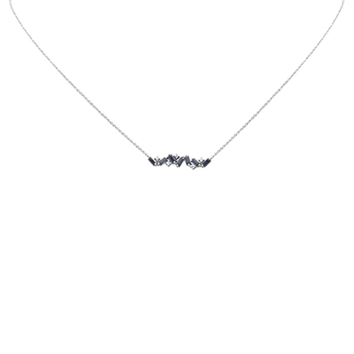 DIAMOND CLOSEOUT! 1.33ct G SI 14K White Gold Diamond & Blue Sapphire Gemstone Necklace 14" + 2" Ext
