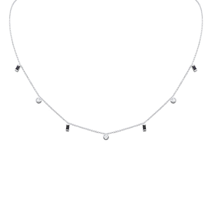 DIAMOND CLOSEOUT! .65ct G SI 14K White Gold Diamond & Blue Sapphire Gemstone Necklace 16" + 2" Ext