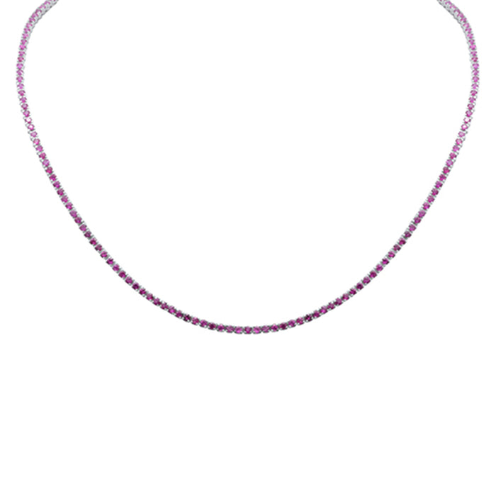 SPECIAL! 4.44ct G SI 14K White Gold Ruby Gemstone Tennis Necklace 12+4" Ext