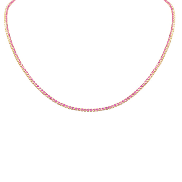 SPECIAL! 5.01ct G SI 14K Yellow Gold Ruby Tennis Necklace 12+2" Ext