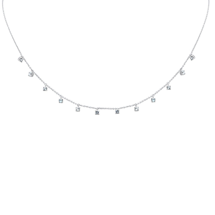 SPECIAL! .66ct G SI 14K White Gold Aquamarine Gemstone Necklace 16+2" Ext