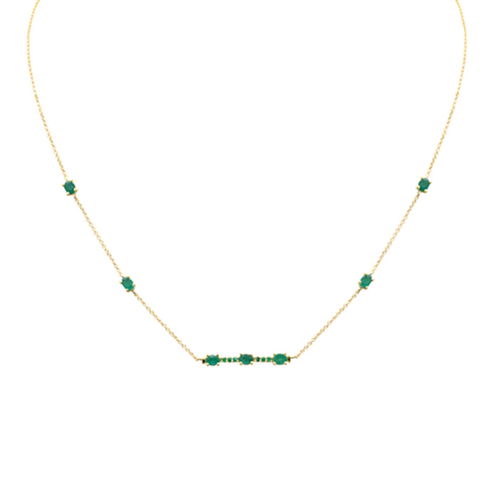 DIAMOND CLOSEOUT! 1.02ct G SI 14K Yellow Gold Emerald Bar Pendant Necklace 16+2" Ext