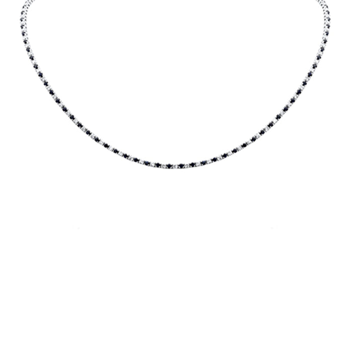 SPECIAL! 3.98ct G SI 14K White Gold Diamond & Blue Sapphire Tennis Necklace 14+4" Ext