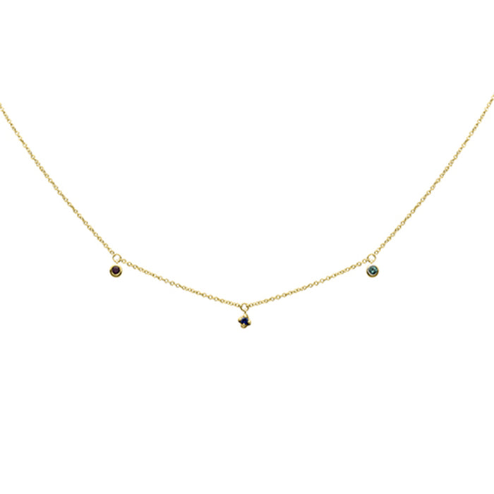 DIAMOND CLOSEOUT! .08ct G SI 14K Yellow Gold Multi Color Gemstone Necklace 16+2" Ext
