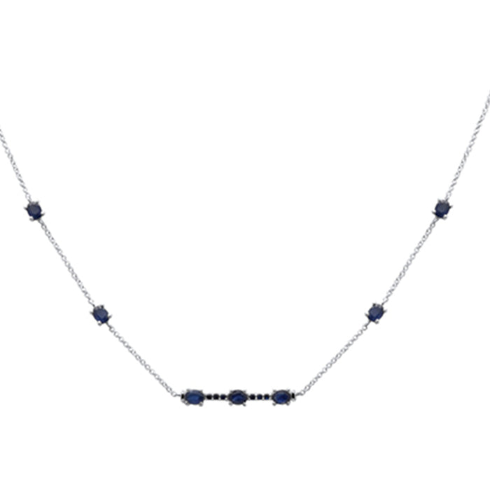 SPECIAL! 1.46ct G SI 14K White Gold Blue Sapphire Pendant Necklace 16+2" Ext