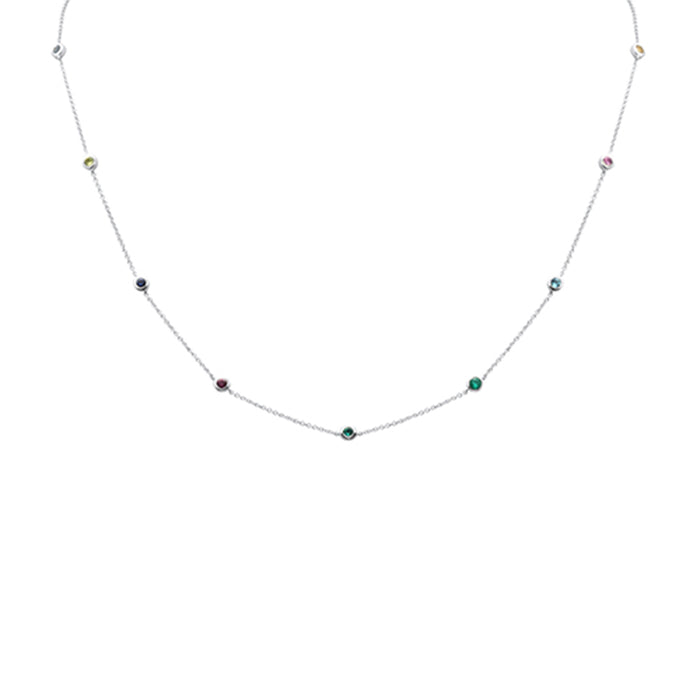 DIAMOND CLOSEOUT! .69ct G SI 14K White Gold Multi Color Gemstone Necklace 16 + 2" Ext