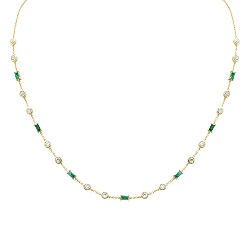 SPECIAL! 1.15ct, .82ct G SI 14K Yellow Gold Diamond & Emerald Gemstone Necklace 16+2" Ext