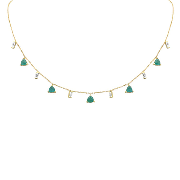 GEMSTONE CLOSEOUT! .55ct, 2.27ct G SI 14K Yellow Gold Diamond & Emerald Gemstone Necklace 16+2" Ext