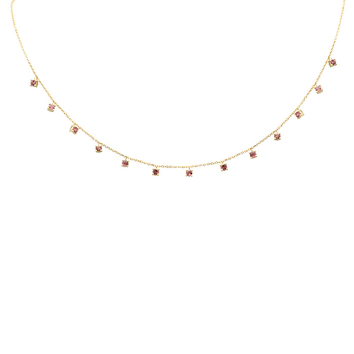 DIAMOND CLOSEOUT! .61ct G SI 14K Yellow Gold Pink Tourmaline Gemstone Necklace 16+2" Ext