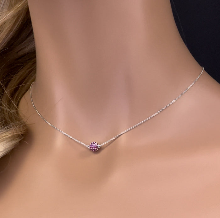 DIAMOND CLOSEOUT! .57ct G SI 14K White Gold Round Ruby Pendant Necklace 16 + 2" Ext