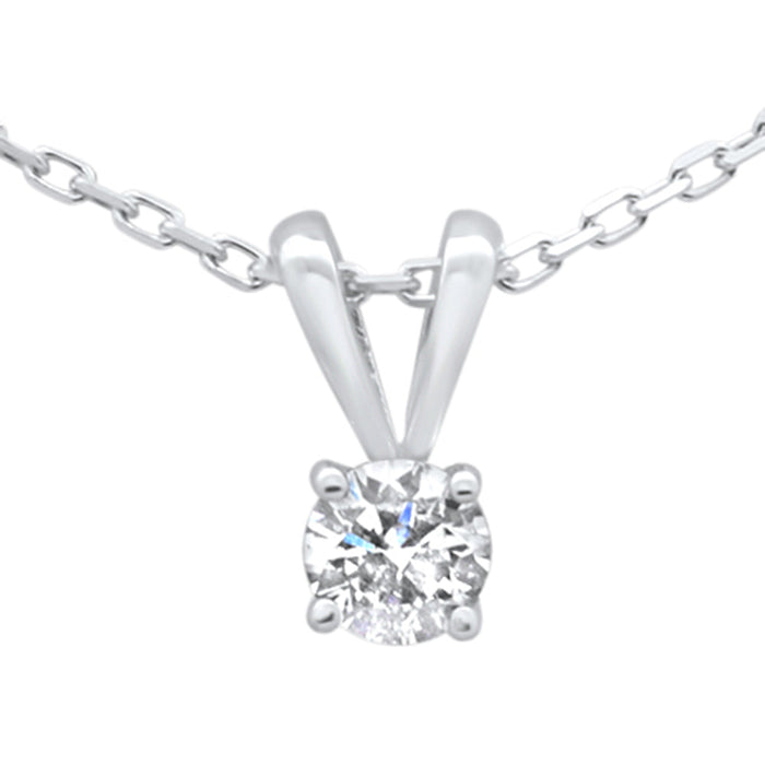 SPECIAL! .20ct G SI 14K White Gold Diamond Solitaire Pendant Necklace 18" Chain