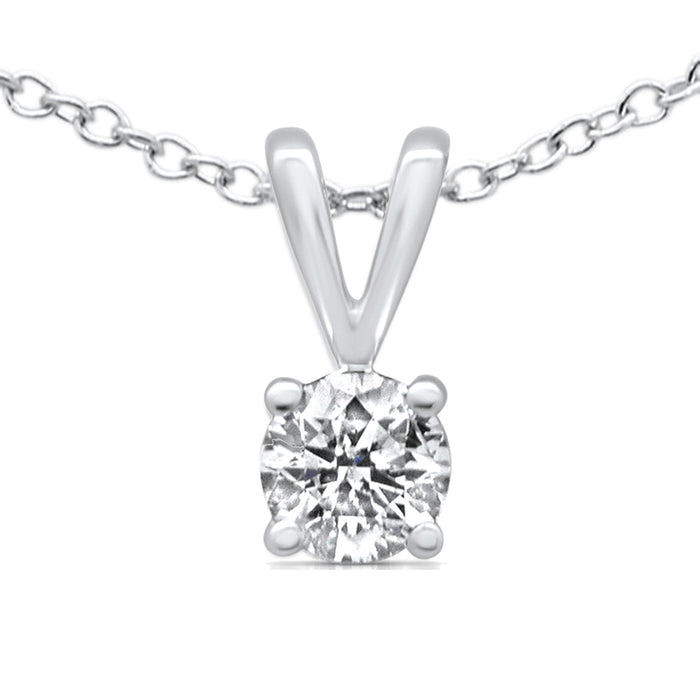 SPECIAL! .51ct G SI 14K White Gold Diamond Solitaire Pendant Necklace 18" Long