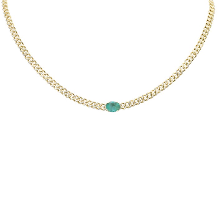 SPECIAL! 2.05ct G SI 14K Yellow Gold Emerald Gemstone Diamond & Emerald Gemstone Chain Necklace 13+3" Long