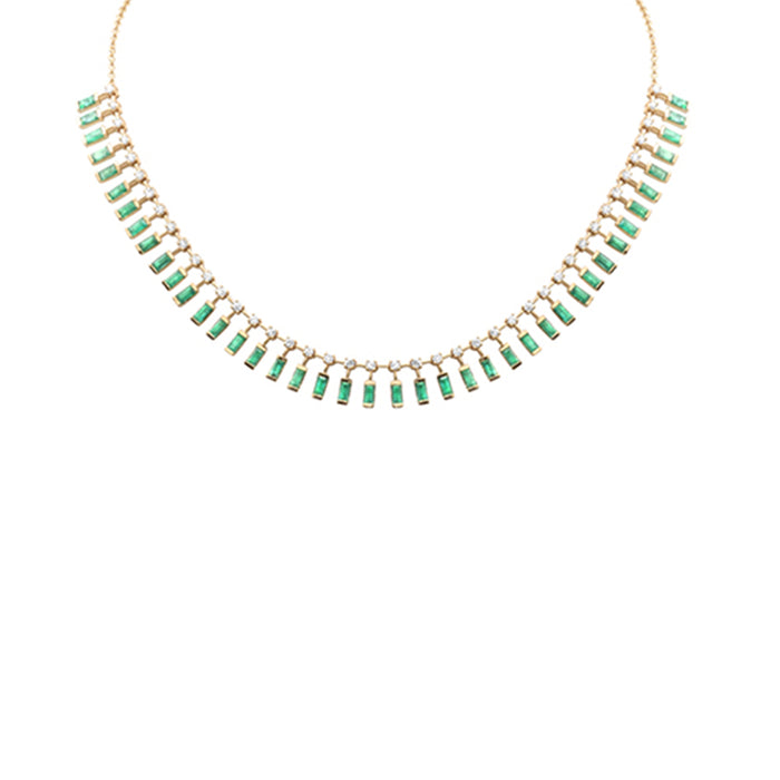 SPECIAL! 5.73ct G SI 14K Yellow Gold Diamond & Emerald Pendant Necklace 14 + 2" Ext