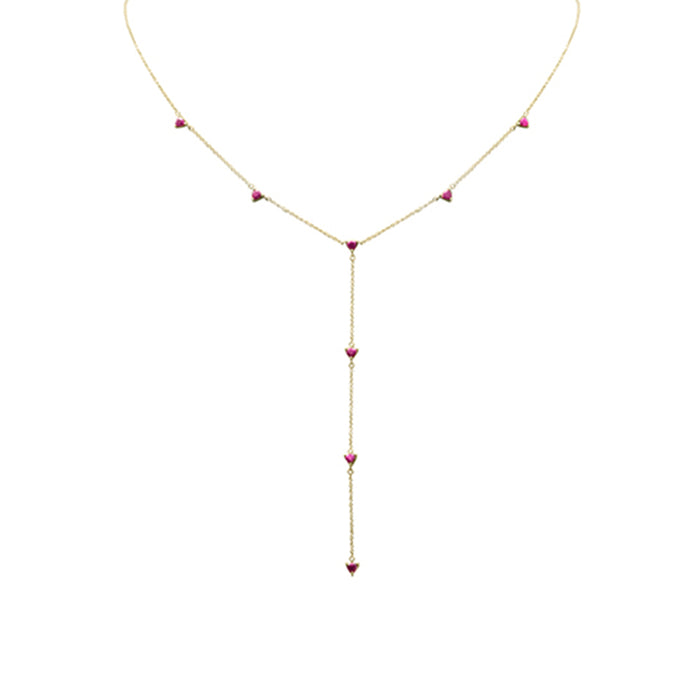 SPECIAL! 1.20ct G SI 14K Yellow Gold Ruby Lariat Necklace 16 + 2" Ext