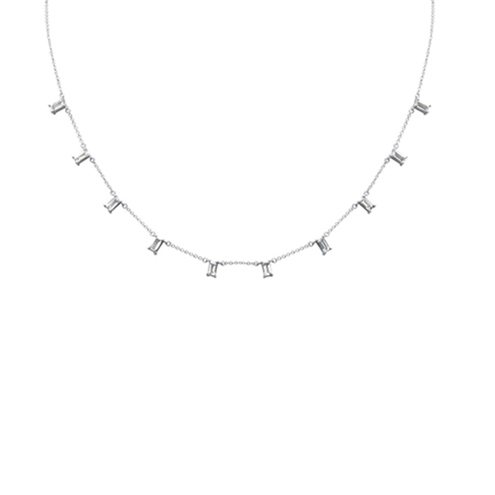 DIAMOND CLOSEOUT! .50ct G SI 14K White Gold Aquamarine Gemstone Necklace 16 + 2" Ext