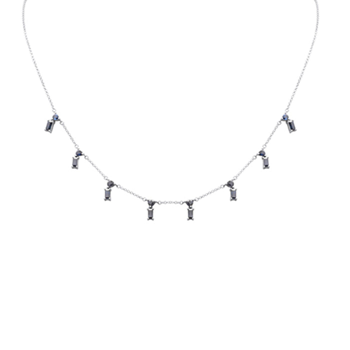 SPECIAL! 2.72ct G SI 14K White Gold Blue Sapphire Necklace 16 + 2" Ext