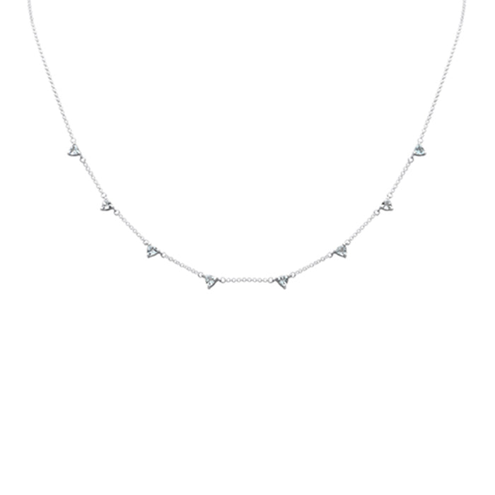 DIAMOND CLOSEOUT! .68ct G SI 14K White Gold Aquamarine Gemstone Necklace 16 + 2" Ext