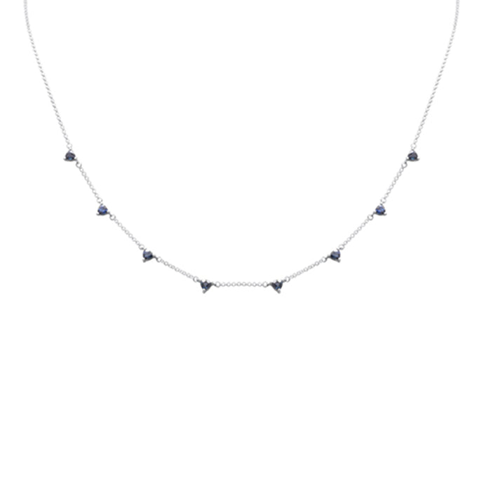 GEMSTONE CLOSEOUT! 1.28ct G SI 14K White Gold Blue Sapphire Gemstone Necklace 16 + 2" Ext