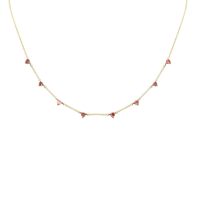 SPECIAL! .76ct G SI 14K Yellow Gold Pink tourmaline Necklace 16 + 2" Ext