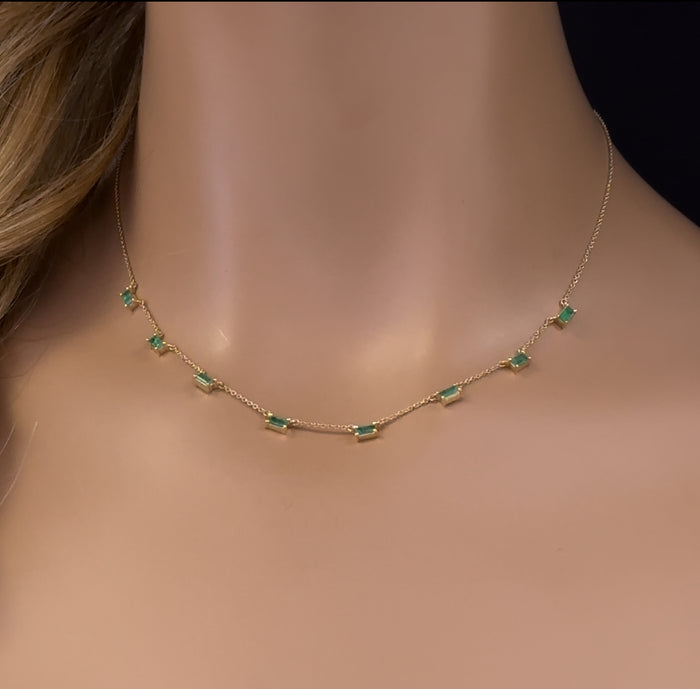 GEMSTONE CLOSEOUT! .88ct G SI 14K Yellow Gold Emerald Gemstone Necklace 16 + 2" Ext