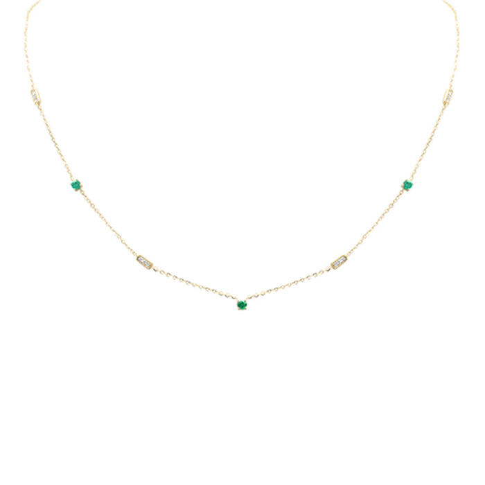 DIAMOND CLOSEOUT! .32ct G SI 14K Yellow Gold Diamond & Emerald Pendant Necklace 16 + 2" Ext